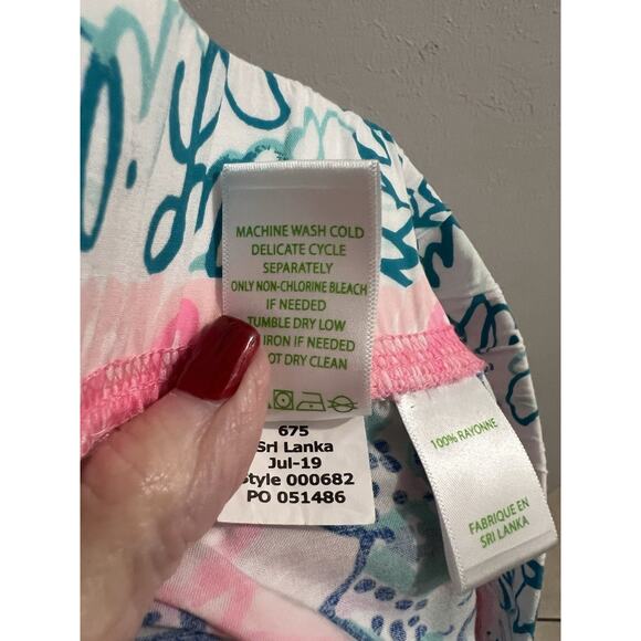 Lilly Pulitzer Pink Blue Say My Name Bal Harbour Palazzo Pants Sz M - Picture 7 of 7